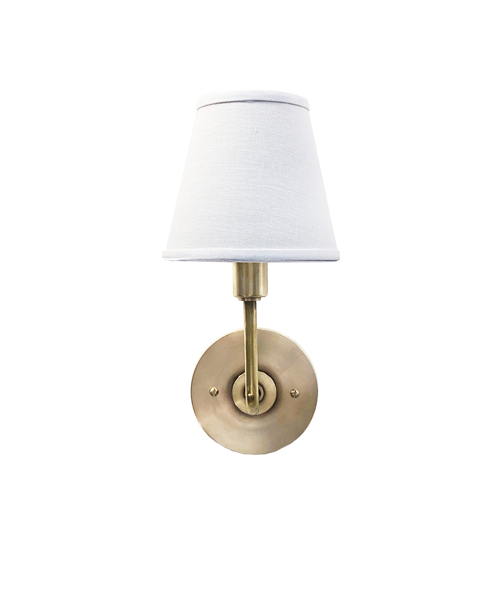 Fairmount Wall Sconce with Linen Shade, Antique Brass – Fox Mill