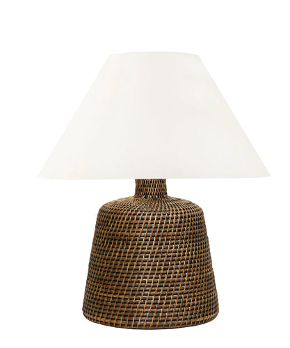 Cape Cod Rattan Table Lamp, Antique Brown