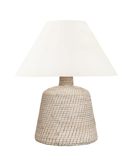 Cape Cod Rattan Table Lamp, White Wash