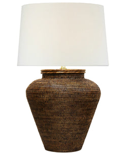 Nantucket Rattan Large Table Lamp, Antique Brown