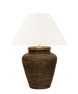 Nantucket Rattan Medium Table Lamp, Antique Brown