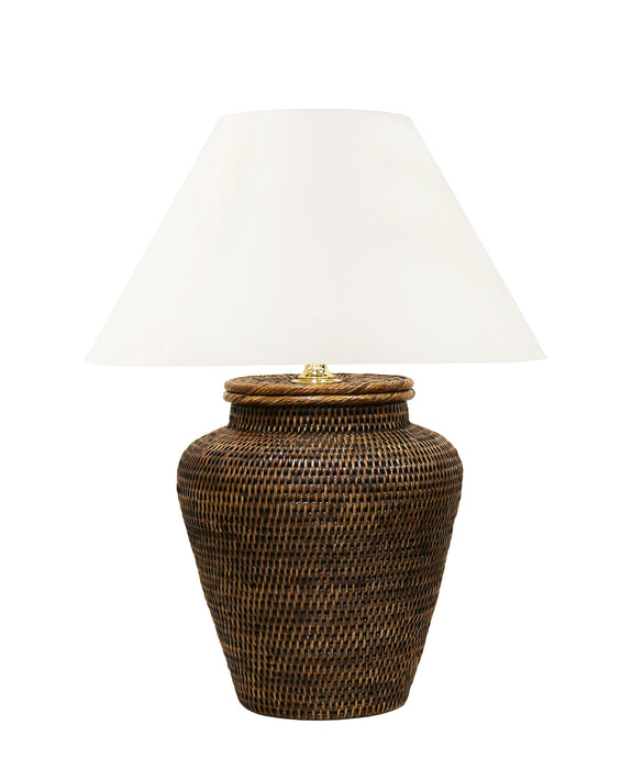 Nantucket Rattan Medium Table Lamp, Antique Brown