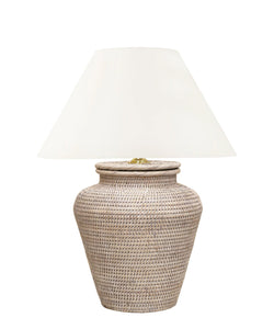 Nantucket Rattan Medium Table Lamp, White Wash