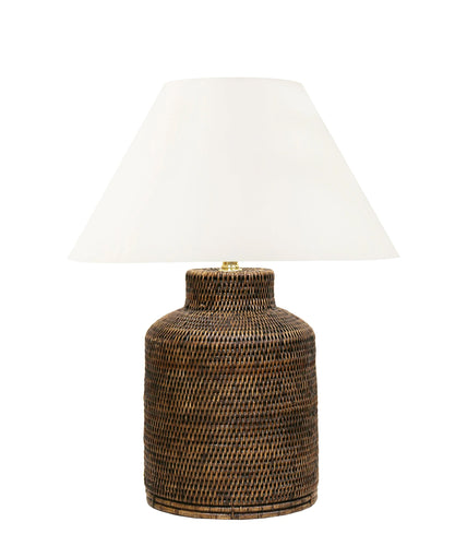 Newport Rattan Medium Table Lamp, Antique Brown