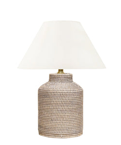 Newport Rattan Medium Table Lamp, White Wash