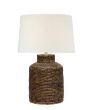 Newport Rattan Medium Table Lamp, Antique Brown