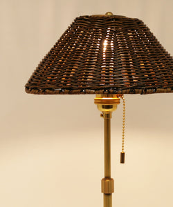 Rockport Table Lamp with Antique Brown Rattan Shade, Antique Brass