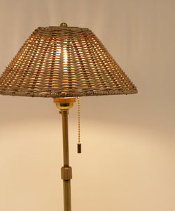 Rockport Table Lamp with Natural Rattan Shade, Antique Brass