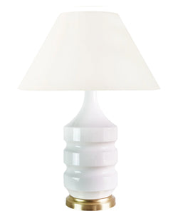 Thompson Table Lamp, White with Empire Lampshade