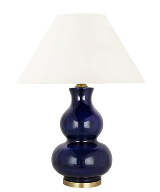 Alexandria Gourd Table Lamp, Navy with Empire Lampshade