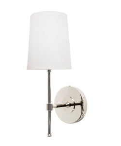 Annapolis Wall Sconce with Linen Shade, Polished Nickel