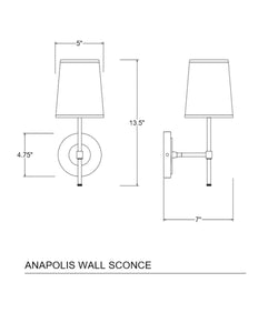 Annapolis Wall Sconce with Linen Shade, Antique Brass