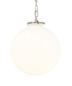Beaumont Globe Pendant, Polished Nickel with White Glass Globe