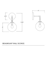 Beaumont Wall Sconce, Brass and White Glass Globe