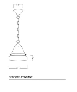 Bedford Pendant with Flat Milk Glass Shade, Hand-Rubbed Antique Brass