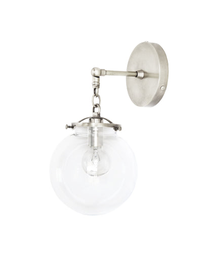 Beaumont Wall Sconce, Polished Nickel and Clear Glass Globe