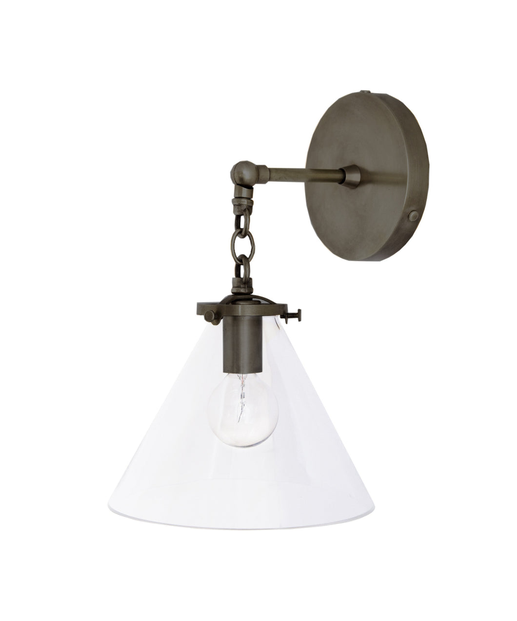 Beaumont Wall Sconce, Bronze and Clear Glass Tapered Shade