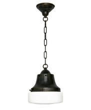 Bedford Pendant with Flat Milk Glass Shade, Oil-Rubbed Bronze