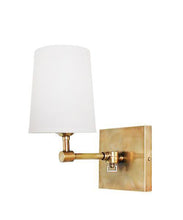 Hampton Pivoting Wall Sconce with Linen Shade, Antique Brass