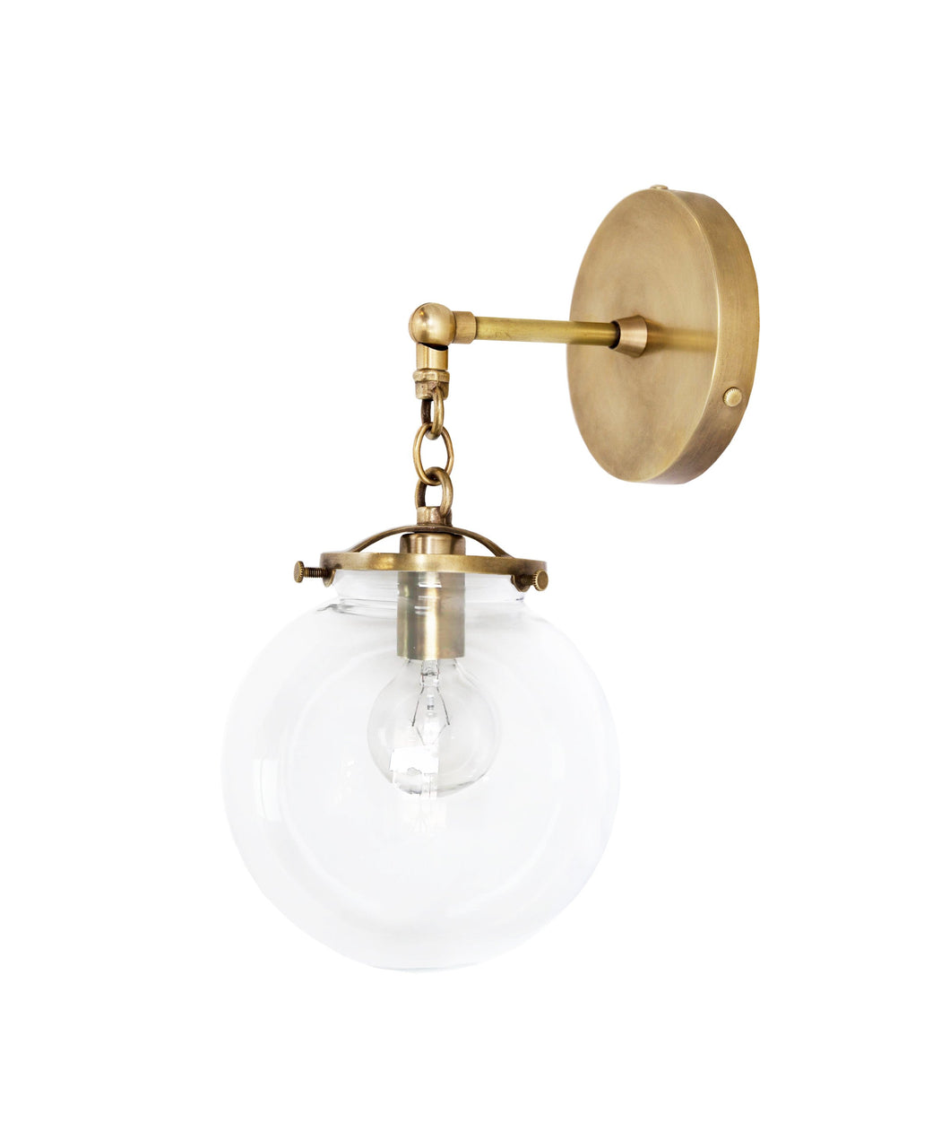 Beaumont Wall Sconce, Brass and Clear Glass Globe