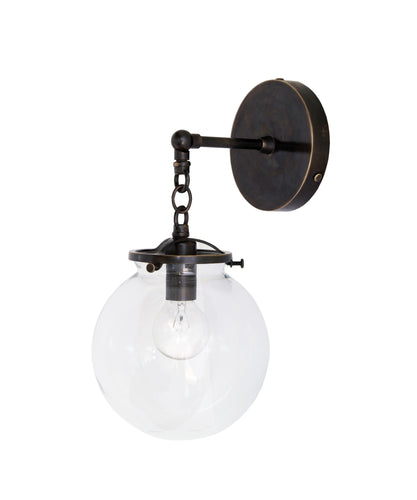 Beaumont Wall Sconce, Bronze and Clear Glass Globe